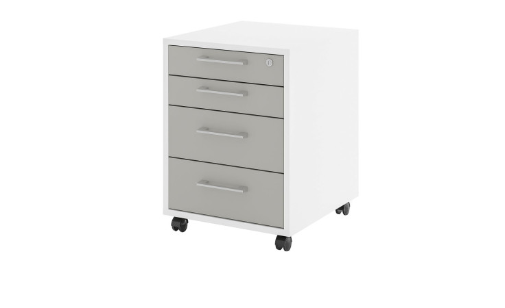 Rollcontainer vito Vary mit Front in Kreidegrau matt und Korpus in Ice White supermatt