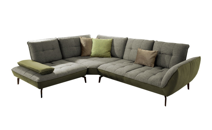 Komfort-Ecksofa vito Ticona, in der Farbausführung Stone / Olive