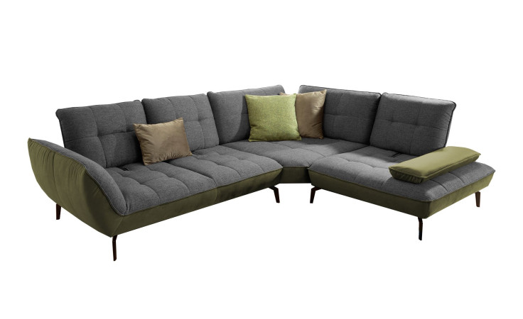 Komfort-Ecksofa vito Ticona, in der Farbausführung Anthrazit / Olive