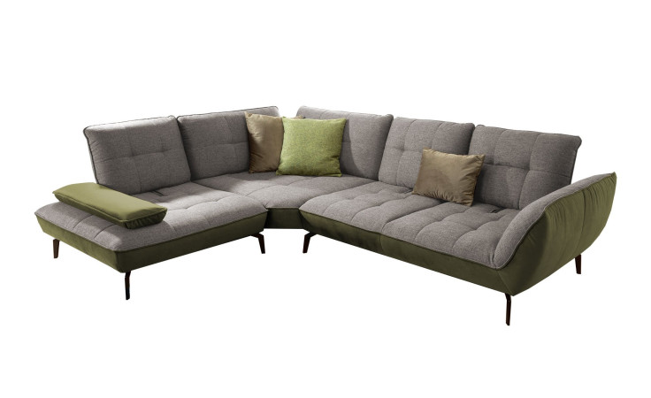 Komfort-Ecksofa vito Ticona, in der Farbausführung Grau / Olive