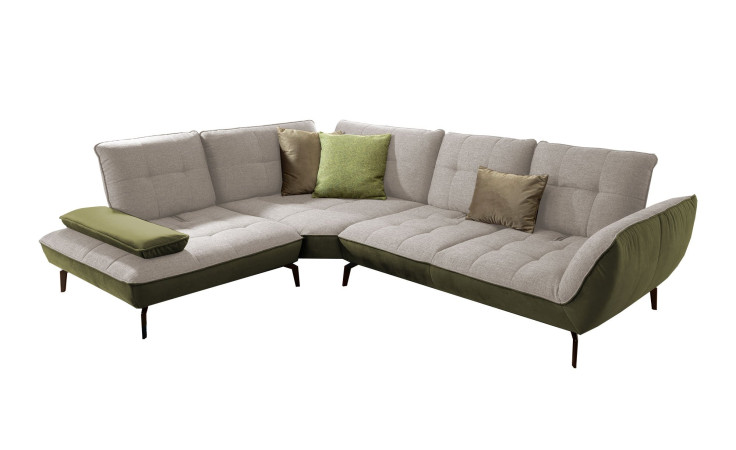 Komfort-Ecksofa vito Ticona, in der Farbausführung Natur / Olive