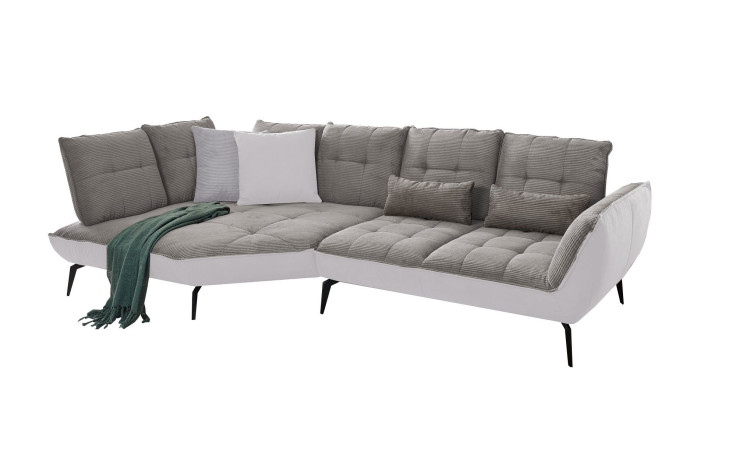 Komfort-Ecksofa vito Ticona, in der Farbausführung Hellgrau / Silver