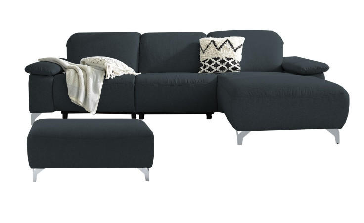Komfort - Ecksofa Musterring MR 370, in der Farbausführung deep ocean, mit einem Hocker