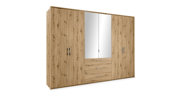 Kleiderschrank set one Henderson im Dekor Eiche-Artisan-Nb. und 2 Spiegeltüren