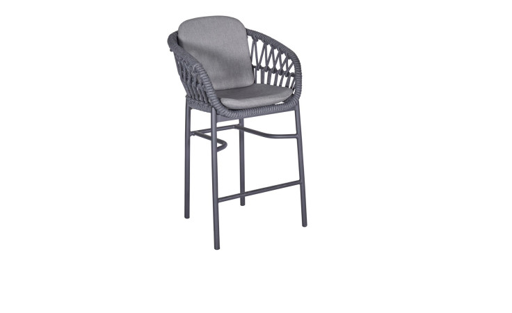 Gartenstuhl Cluff in Dunkelgrau aus Rope und Olefin, Gestell aus Aluminium