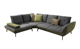 Komfort-Ecksofa vito Ticona, in der Farbausführung Anthrazit / Olive