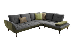 Komfort-Ecksofa vito Ticona, in der Farbausführung Anthrazit / Olive