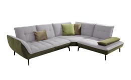 Komfort-Ecksofa vito Ticona, in der Farbausführung Silver / Olive