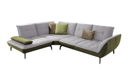 Komfort-Ecksofa vito Ticona, in der Farbausführung Silver / Olive