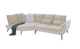 Komfort-Ecksofa vito Ticona, in der Farbausführung Creme / Silver