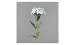 Dianthus 55 cm aus Kunststoff mit weißen Blüten und grünen Stiel und Blätter. Auf einem grauen Hintergrund.