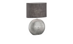 Tischleuchte Foro 53 cm in silber mit grauem Lampenschirm.