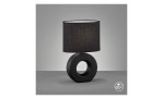 Tischleuchte Ponti 31 cm in schwarz mit dunklem Lampenschirm vor grauem Hintergrund.