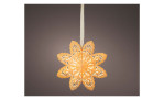 Schneeflocke 50 cm in gold vor grauem Hintergrund.
