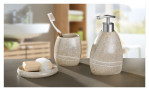 Das gesamte Stones-Set ist auf dem Bild zusehen, einmal die Seifenschale, der Zahnputzbecher und der Seifenspender mit Zubehör. 