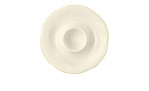 Eierbecher Rubin aus Porzellan in beige mit goldenem Rand. Ansicht von oben.
