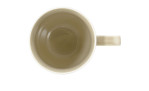 Henkelbecher Beat 350 ml aus Porzellan in Sandbeige. Ansicht von oben.