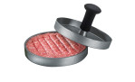 Hamburgerpresse BBQ aus schwarzem Aluminium, Ansicht im Gebrauch