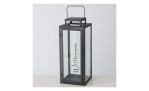 Laterne Berlin 50 cm in schwarz aus Metall und Glas, mit Schriftzug "Willkommen" 