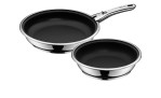Pfannen-Set Click & Serve 3-tlg. aus Edelstahl in silber und schwarz.