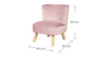 Kindersessel Lil Sofa mit Samtstoff in rosa/mauve mit Maßen