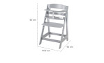 Treppenhochstuhl Sit up Flex in Taupe aus Holz. Mit Abmessungen