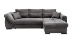 Wohnlandschaft Folkestone mit grauem Cord-Stoff bezogen, Ottomane rechts, mit 8 Kissen