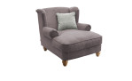 Loveseat-Sessel Bordeaux in der Farbe grau-braun mit einem silberfarbigem Kissen