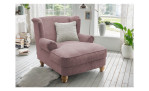 Loveseat-Sessel Bordeaux in der Farbe rosa mit einem silberfarbenen Kissen, in einem Raum stehend