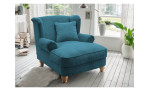 Loveseat-Sessel Bordeaux in der Farbe petrol, in einem Raum stehend