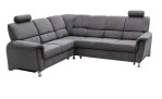 Funktions-Ecksofa Pierre in Anthrazit mit verstellbaren Kopfstützen und chromfarbigen Metallfüßen