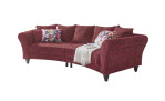 Big Sofa in Red Berry mit Kissen in Bezugsfarbe und floralem Muster