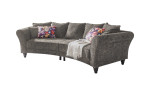 Big Sofa in Mixed Grey mit Kissen in Bezugsfarbe sowie floralem Muster