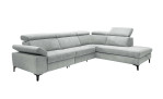 Komfort-Ecksofa VIA TARO, in der Farbausführung Grau ohne Kissen, mit einer Kopfteilfunktion