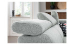 Komfort-Ecksofa VIA TARO, in der Farbausführung Grau, Detailfoto von den Kopfstützen