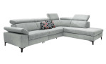 Basis-Ecksofa VIA TARO in der Farbe Grau mit einer Kopfteilverstellung im Eckelement und im rechen Element