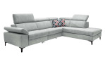 Basis-Ecksofa VIA TARO in der Farbe Grau mit einer Kopfteilverstellung im linken und im rechen Element