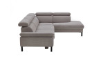 Komfort-Ecksofa, in der Farbausführung Silber, Seitenansicht