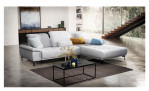 Basis - Ecksofa Florenz Comfort, in der Farbausführung silber, mit der Sitztiefenverstellung