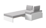 Sofabett White mit Matratze und Rückenkissen sowie integrierter Aufbewahrungsbox.