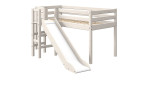 Halbhochbett Classic von Flexa in Kiefer massiv weiß, mit Rutsche und Leiter