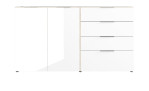 Sideboard Owingen in weiß und Navarra Eiche-Nb, mit Glasauflagen, Ansicht von vorne