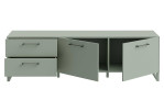 Lowboard Star in der Farbausführung Salbeigrün, mit 2 Türen und 2 Schubkästen (offen), Frontansicht