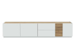 Lowboard Lüttich in der Farbkombi. grey und Valecia oak, Frontansicht