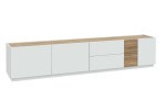Lowboard Lüttich in der Farbkombi. grey und Valecia oak, Schrägansicht
