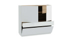 Highboard Lüttich, in der Farb Kombi. Secret grey / Valecia oak, Schrägansicht mit offenen Türen