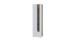 Vitrine Lüttich, in der Farbkombi. Secret grey / Valecia oak, Schrägansicht, mit offener Tür