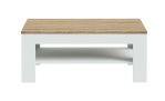 Couchtisch Lüttich, in der Farbkombi. Secret grey / Valecia oak, Frontansicht.