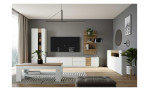 Couchtisch Lüttich, in der Farbkombi. Secret grey / Valecia oak, in einem Raum stehend, mit weiteren Artikel der Serie