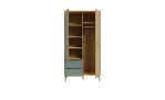Kleiderschrank Winston in der Farbkombi Mauvella oak / Salbeigrün, Frontansicht, offen